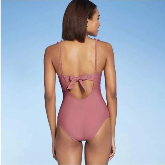 Kona Sol Pink One Piece Swimsuit with Ruffles - Picture 2 of 8